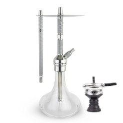 Waterpijp Carbon RVS Luxe Set DUM Eva D11 Zilver Transparant